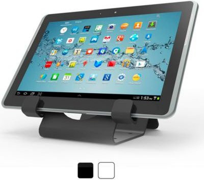 Compulocks Universal-Tablethalterung aus Aluminium in Schwarz mit horizontaler Montage und Sicherungskabel - Bild 1