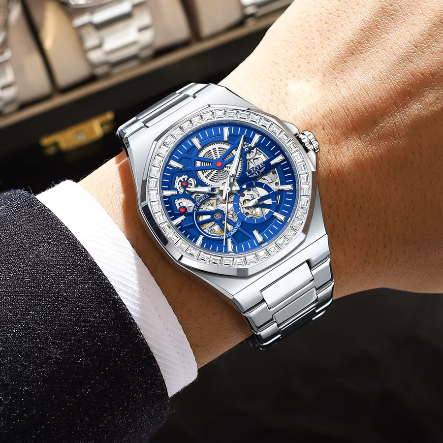 LIGE Armbanduhr Automatik, Edelstahl, Herren, Datum, Leuchtzeiger - Bild 5