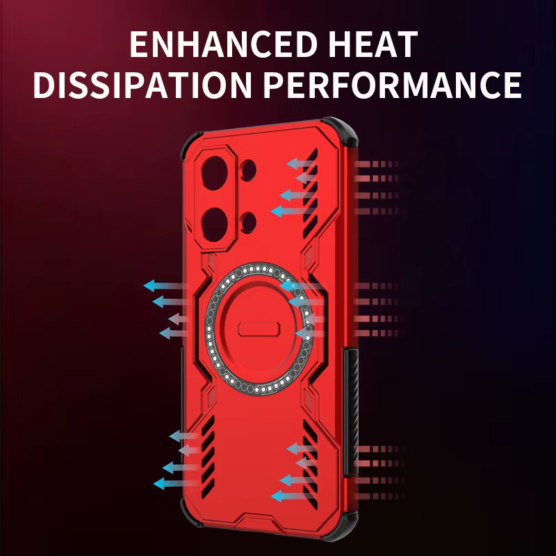 Wärmeableitende magnetische kabellose Panzer-Schutzhülle für Xiaomi Poco X8 Pro Max und X8Pro in Schwarz mit Kunststoffabdeckung an den vier Ecken - Bild 3