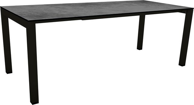 Stern Ausziehtisch Silverstar Zement in Schwarz Matt aus Aluminium mit Tischplatte in Grau, B/T: 160 x 90 cm bis 210 x 90 cm - Bild 1