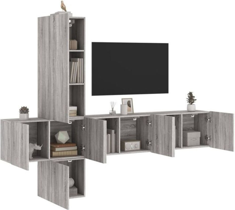 5-tlg. Moderne Wohnwand mit TV-Schrank von Vidaxl in Grau aus Holzwerkstoff - Bild 1