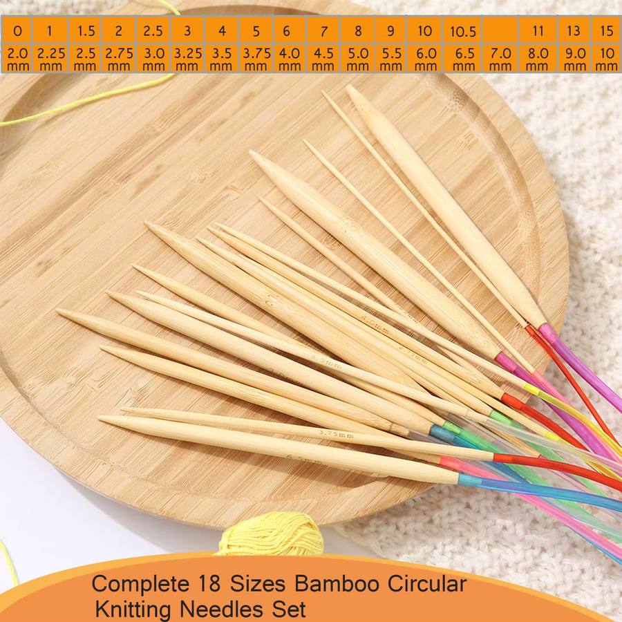 NOTIONSLAND Bambus-Stricknadeln-Set mit bunten Kunststoffkabeln für DIY-Handwerk, Multicolor - Bild 3