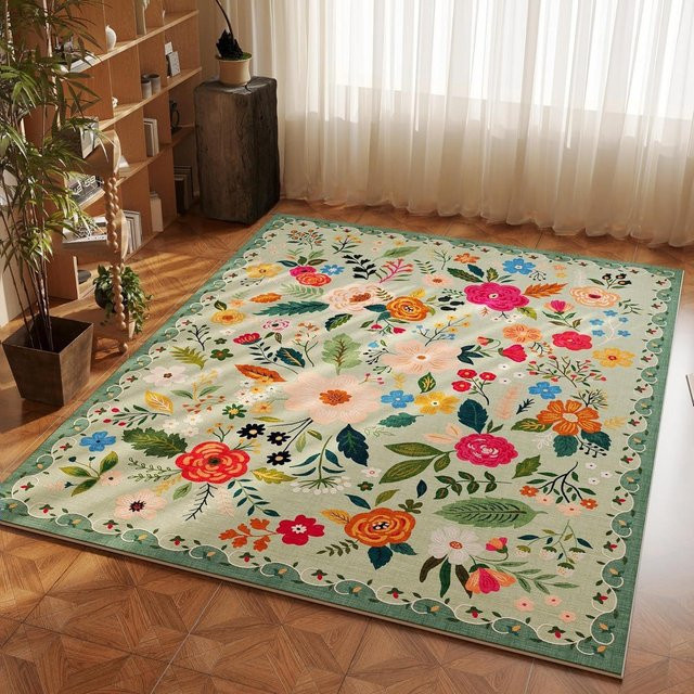 Lodestar Bohemian Blumen Teppich in Multicolour, moderner Kurzflor-Teppich mit floralem Design, B/B: 60 x 40 cm - Bild 1
