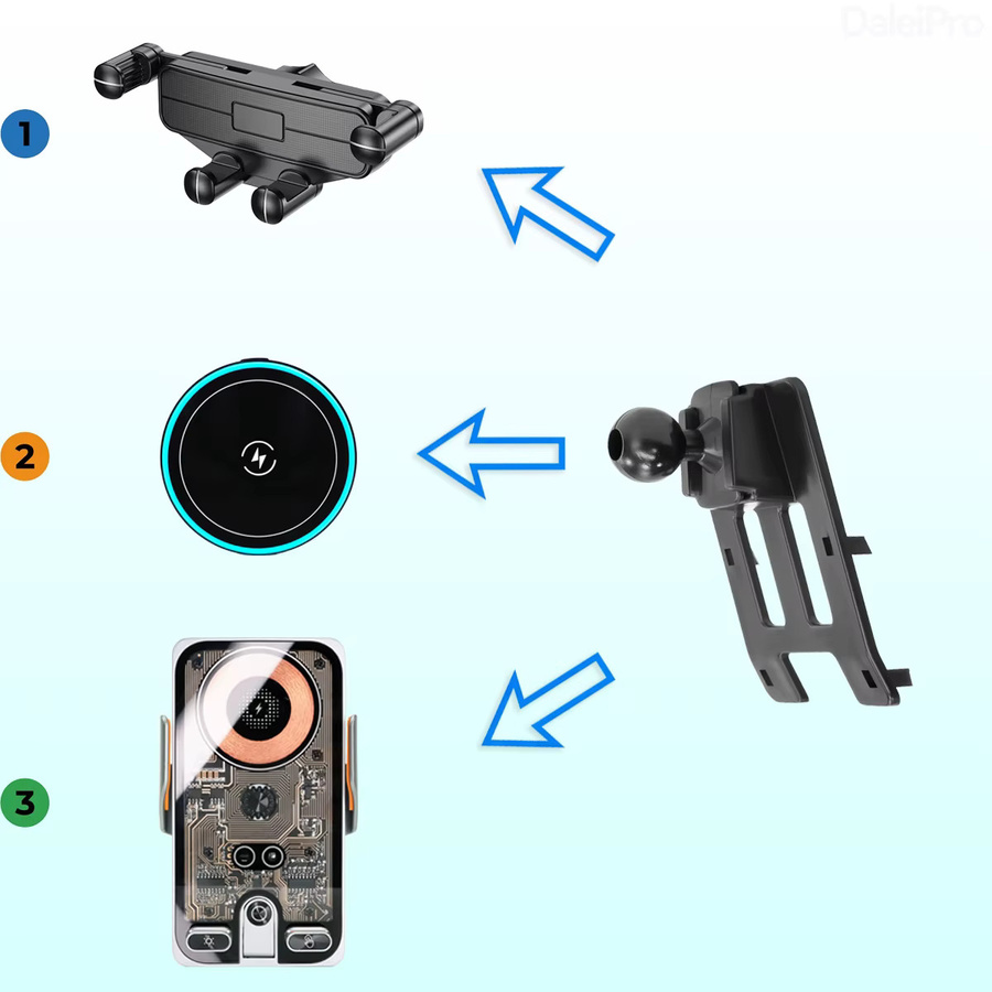 DaleiPro Magnetische Handyhalterung mit kabellosem Ladegerät und automatischer Klemmung für Volvo XC60 2009-2017, Schwarz - Bild 3