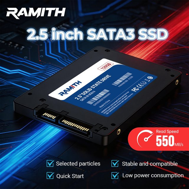 RAMITH SATA3 SSD Interne Solid-State-Drive 2,5 Zoll in Schwarz für Desktop und Laptop - Bild 1