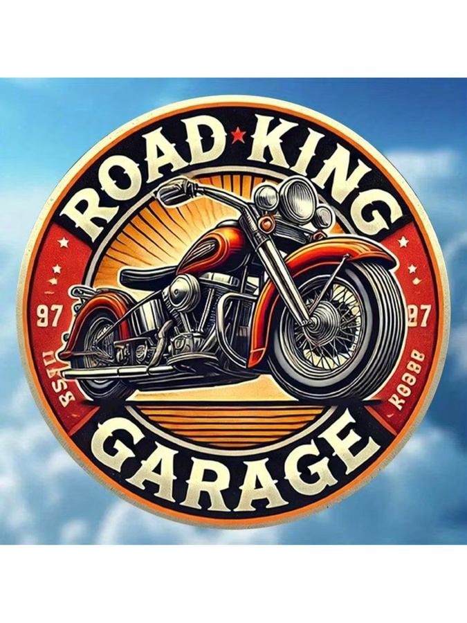 CIFBUY Road King Vintage Blechschild Retro Metall-Wanddekoration, B/H: 20 x 20 cm, Mehrfarbig - Bild 2