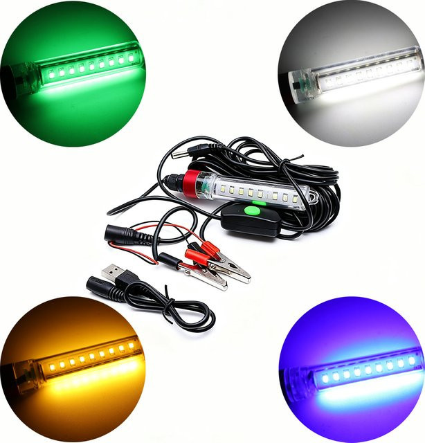 LED Unterwasser-Fischköderlicht in Grün, transparentes Angellicht mit zwei Verbindungsmodi (5 V bis 12 V) - Bild 1