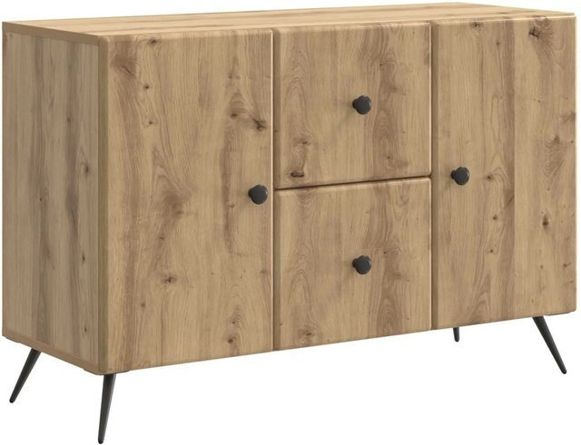vidaXL Sideboard Artisan-Eiche Modern Braun mit integrierter Beleuchtung B/T/H: 89 x 34,5 x 60 cm - Bild 1