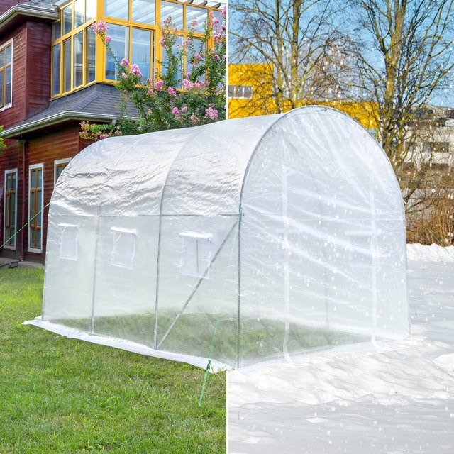 WOLTU Polytunnel Gewächshaus grün und transparent mit Tür und 6 Fenstern für den Anbau von Gemüse und Pflanzen, B/T/H: 300 x 200 x 200 cm - Bild 1