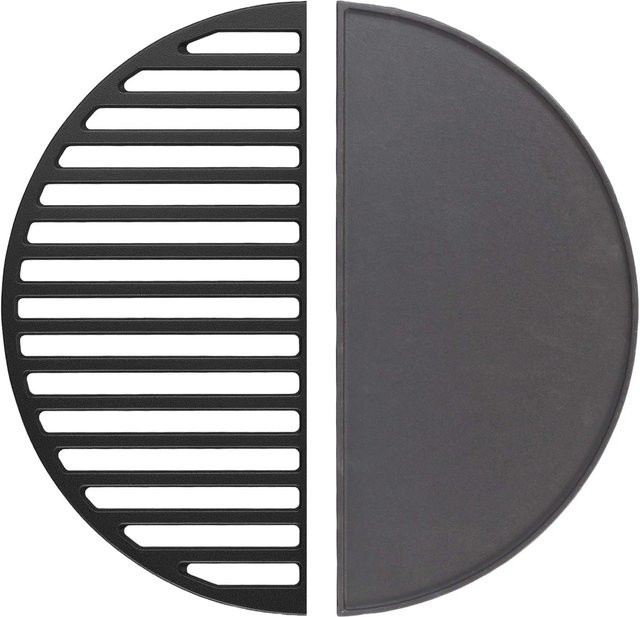 Wiltec Grillset aus Gusseisen bestehend aus 2 Grillrosten und einer Grillplatte in Schwarz - Bild 1