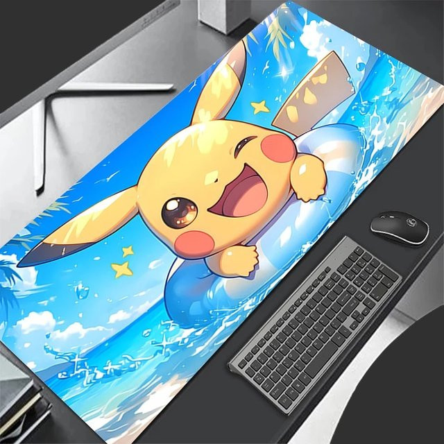 Bandai Pokemon Pikachu XXL Gaming-Mauspad Multicolor, große Speed-Schreibtischunterlage für PC und Laptop, B/T: 90 x 40 cm - Bild 1