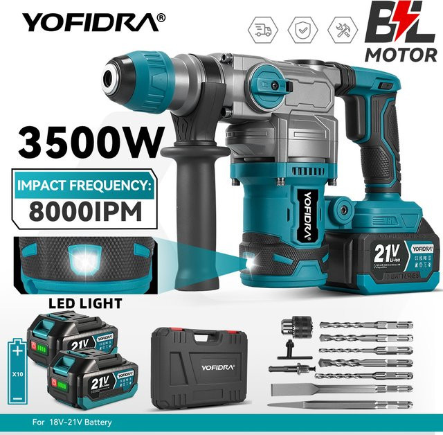 YOFIDRA Bürstenlose elektrische Schlagbohrmaschine mit 8000 IPM für Makita LXT Akkus, Multi-Schraubendreher und Bohrer - Bild 1