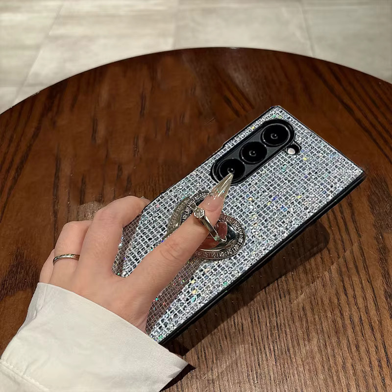 Glitzer Handyhülle mit Liebesherz für Samsung Galaxy Z Fold (Modelle 3 bis 8) in Schwarz, stoßfeste Hartschale mit Bling-Effekt - Bild 4