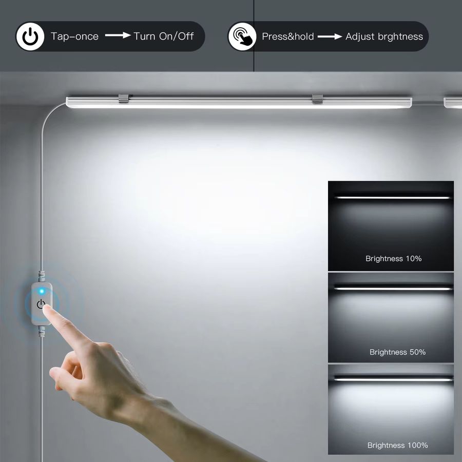 MALITAI LED Unterbauleuchte mit Touch-Sensor und Dimmfunktion, 3er-Set, Weiß, Länge: 30 cm - Bild 5
