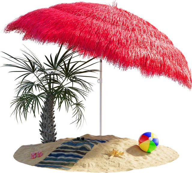 KINGSLEEVE Sonnenschirm Hawaii Rot mit UV-Schutz 30+ Durchmesser: 160 cm - Bild 1