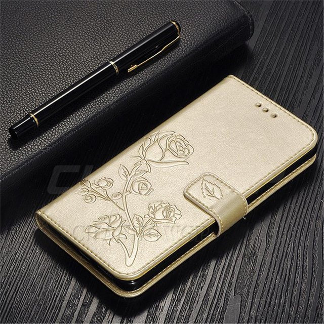 Luxus Rosenleder Wallet Klapphülle für Samsung Galaxy in Gold - Bild 1