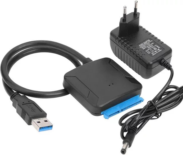 Ninth World SATA zu USB 3.0 Adapter für 3,5 und 2,5 Zoll SSD Festplatten in Schwarz mit UASP Unterstützung und 12 V Netzteil - Bild 1