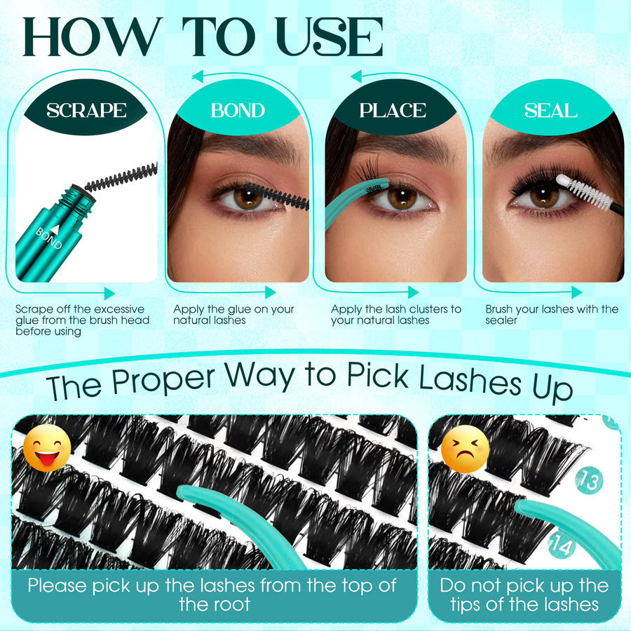 Gemerry Wimpern-Cluster, 280 Stück, D-Curl, DIY Einzelwimpern - Bild 6