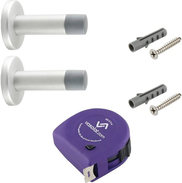 vasalat Set Türstopper Wandmontage mit Dämpfer in Alu Silber, Durchmesser: 20 mm, Länge: 80 mm - Bild 1