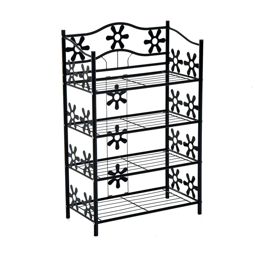HOMCOM Standregal aus Metall in Schwarz, 4 Etagen, modern, Breite: 59,5 cm, Tiefe: 30 cm, Höhe: 92 cm - Bild 3