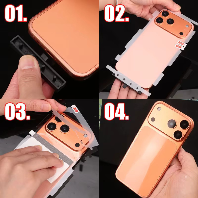 Kratzfeste matte Rückseitenfolie für Apple iPhone 17 16 15 14 13 12 11 Pro Max in Transparent - Bild 4