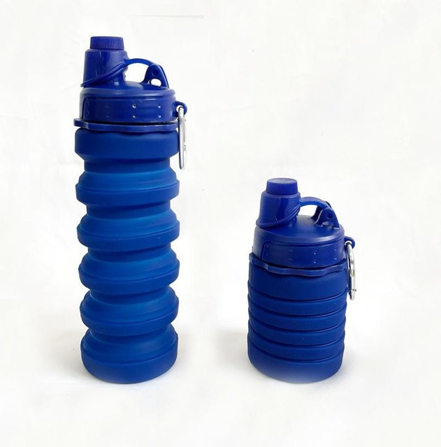 Binchi Keji Faltbarer Silikon Wasserbecher für Outdoor und Reisen, lebensmittelechter Trinkbecher, Blau, 550 ml - Bild 1