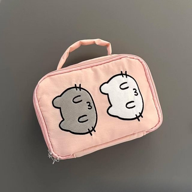 Happy Cat Kosmetiktasche Rosa mit niedlichem Cartoon-Design als tragbare Aufbewahrungstasche und Federmäppchen - Bild 1