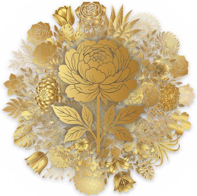 Rspctou PET Sticker Set mit transparenten Retro Blumen und goldenen Cartoon Motiven für DIY Dekorationen - Bild 1