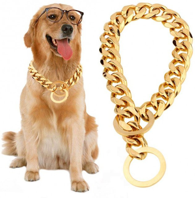 COOYOMOO Hundehalsband Metall, Gold - Bild 1