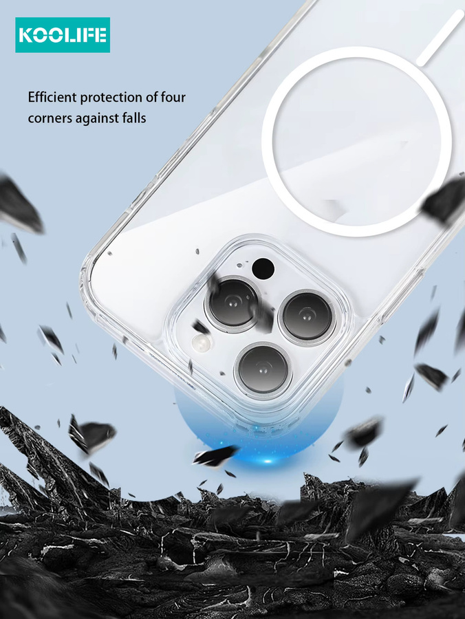 Koolife Magnetische Transparente Handytasche mit Kreis Design für iPhone 11 bis 16 Pro Max in Transparent und Weiß - Bild 2