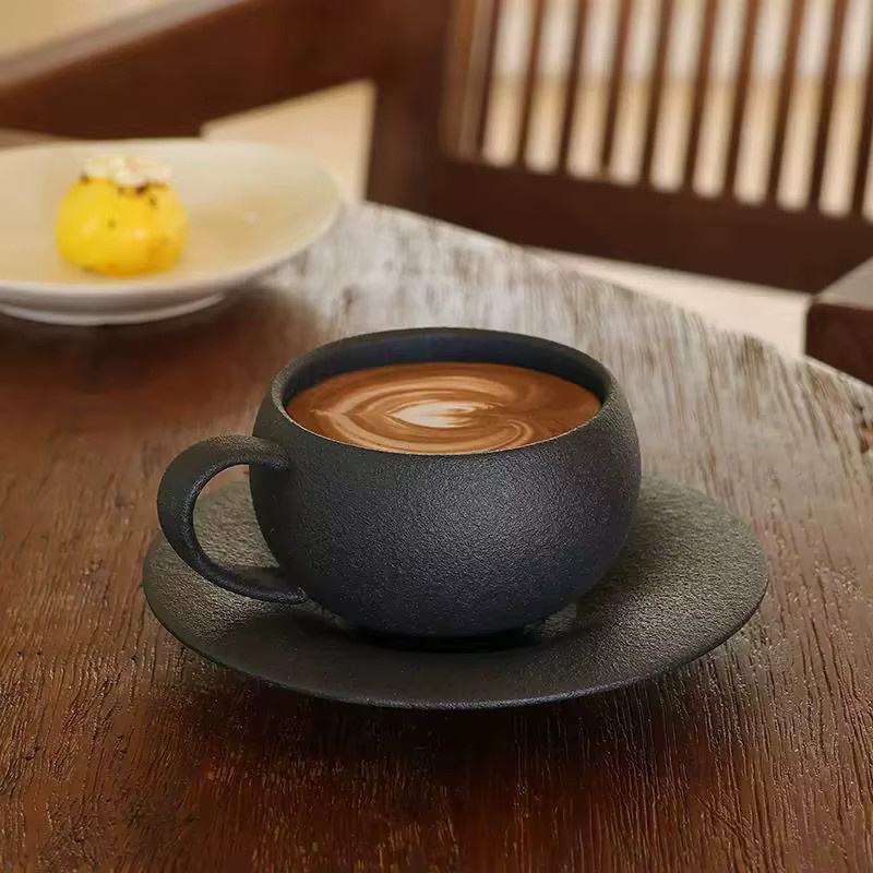 JUSTINLAU Keramik Kaffeetasse und Teetasse mit Vulkansteinmuster in Weiß, Set mit 110 ml und 280 ml - Bild 3