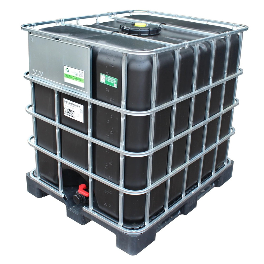IBC Tank 1000 Liter in Schwarz mit Kunststoffpalette und wechselbarem Hahn - Bild 2