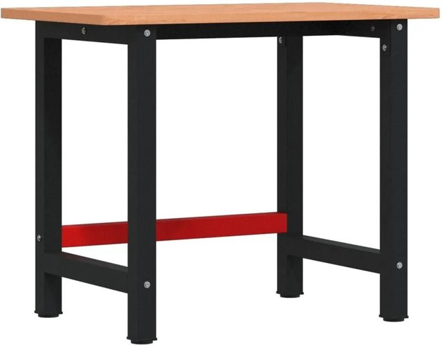 vidaXL Werkbank aus Massivholz Buche mit pulverbeschichtetem Metall, B/T/H: 100 x 60 x 81,5 cm - Bild 1