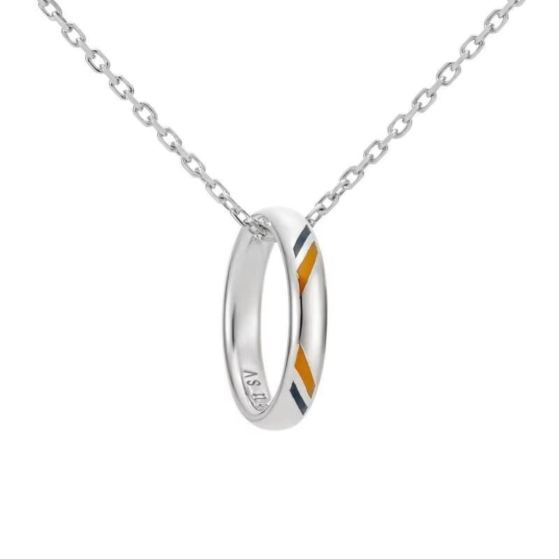 Bandai Halskette Anhänger Ring, Edelstahl, Silber, Unisex - Bild 2