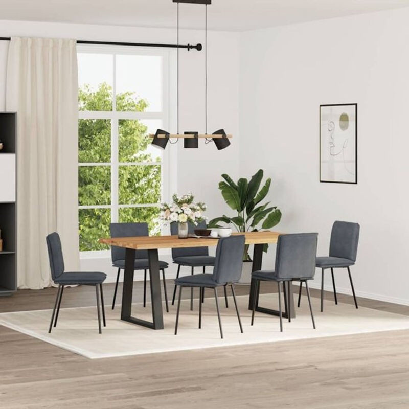 6er Set Esszimmerstühle aus Samt in Anthrazit Grau von vidaxl im modernen Design - Bild 1