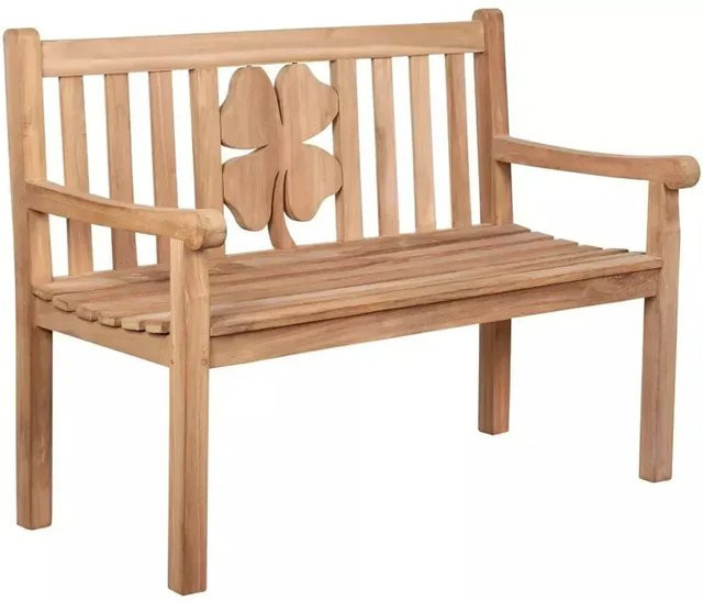 GarWoh Gartenbank Kleeblatt aus Teakholz in Braun mit Armlehnen - Bild 1