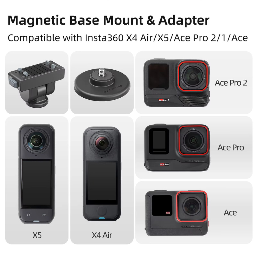 Insta360 Magnetische Adapterhalterung mit Saugnapf in Schwarz für Insta360 X4, X3, Ace Pro und Ace – Verstellbare Halterung für Auto, Radfahren und Vlogging - Bild 6