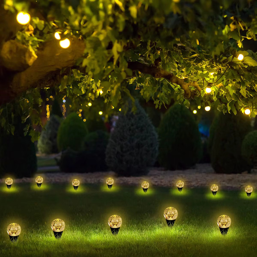 Leclstar Solar Kristall Blasen Ball Lichterkette mit 8 Modi in Warmweiß und Transparent für Garten und Dekoration - Bild 3