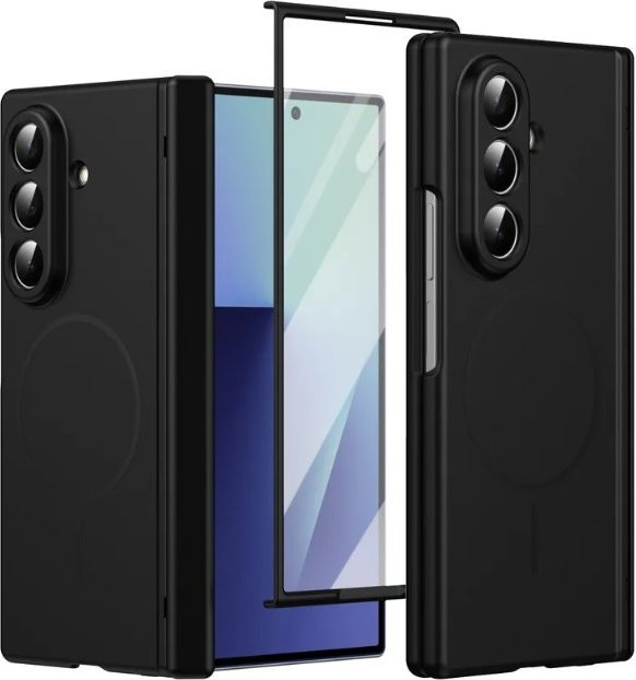 Premium Business MagSafe Schutzhülle für Samsung Galaxy Z Fold 7 6 5 4 in Schwarz mit stoßfestem Linsenschutz und HD-Hartglasfolie - Bild 1