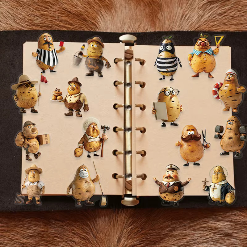 50 Stück Lustige Kartoffel-Meme-Aufkleber Set, Wasserfeste Transparente PET-Sticker für Scrapbooking und Journaling, Mehrfarbig - Bild 2
