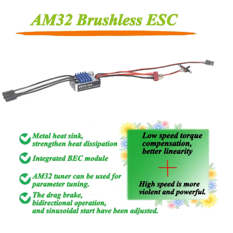NEEBRC 2830 2400KV Outrunner Bürstenloser Motor, AM32 45A T Stecker ESC MN128 Power Upgrade Kit, Zubehör - Bild 2