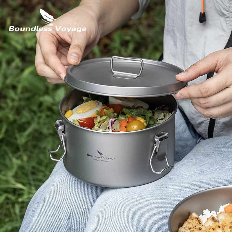 Boundless Voyage Titan-Dinnerbox aus Edelstahl in Silber mit 2 Deckeln und Clip-Verschluss für Picknick, Reisen und Schule - Bild 2