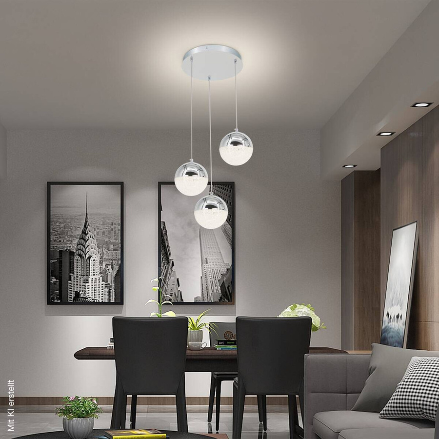 Pocoline LED-Pendelleuchte Ginny in Chrom, modern aus Metall und Acryl, B: 42 cm, H: 130 cm, T: 42 cm - Bild 2