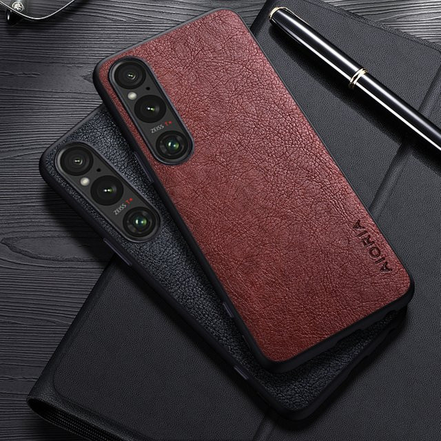Luxuriöse Lederhülle für Sony Xperia 1 V 1 IV III VI VII 10 V 5 II III IV V in Schwarz im Business-Stil - Bild 1