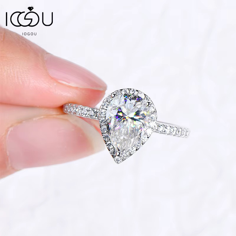 IOGOU Verlobungsring, 925 Silber, Moissanit, Damen - Bild 2