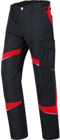 Kübler Arbeitshose ACTIVIQ cotton+ HIGH PSA in Schwarz/Mittelrot mit Reflexstreifen und Knieschutztaschen - Bild 1