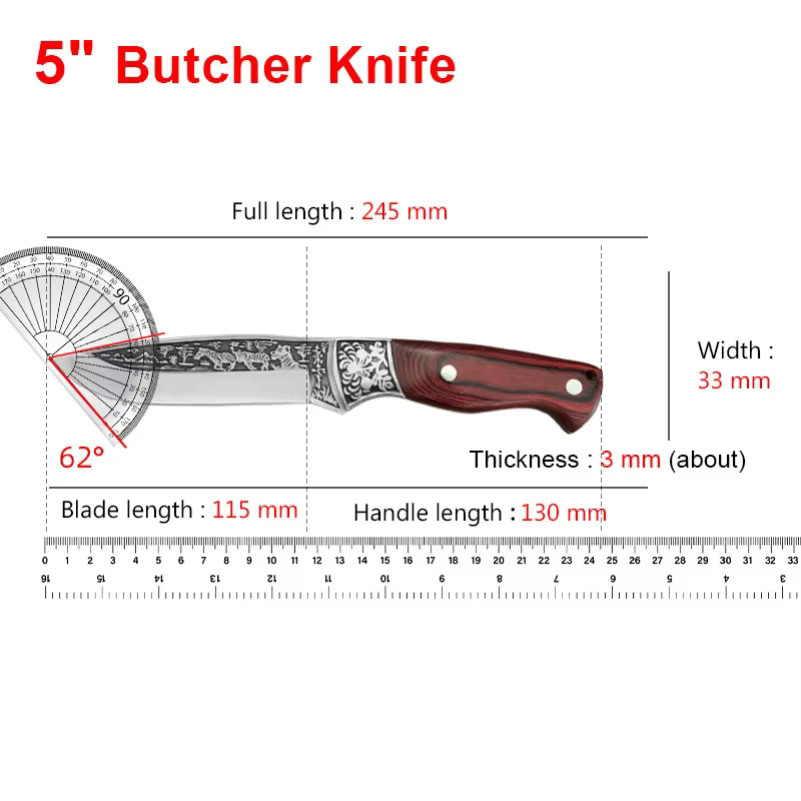 InLeung Ausbeinmesser mit Holzgriff in Braun für Fleisch, Gemüse, Obst und Fisch - Bild 2