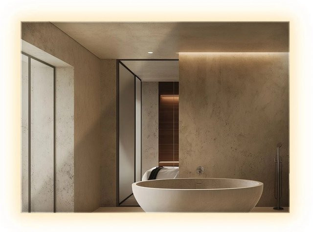 Wallfluent LED Spiegel in Rechteckform mit warmweißer Beleuchtung 3000K für Badezimmer und Ankleidezimmer, Breite: 70 cm, Höhe: 50 cm - Bild 1