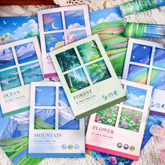 20 Stück Retro Naturlandschaft Hintergrundpapier für DIY Scrapbooking und Album Dekoration, Mehrfarbig, Matt - Bild 1
