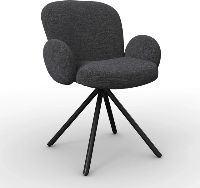 Bessagi Home Armlehnstuhl Josea Dunkelgrau Chenille Drehbar Gepolstert - Bild 1